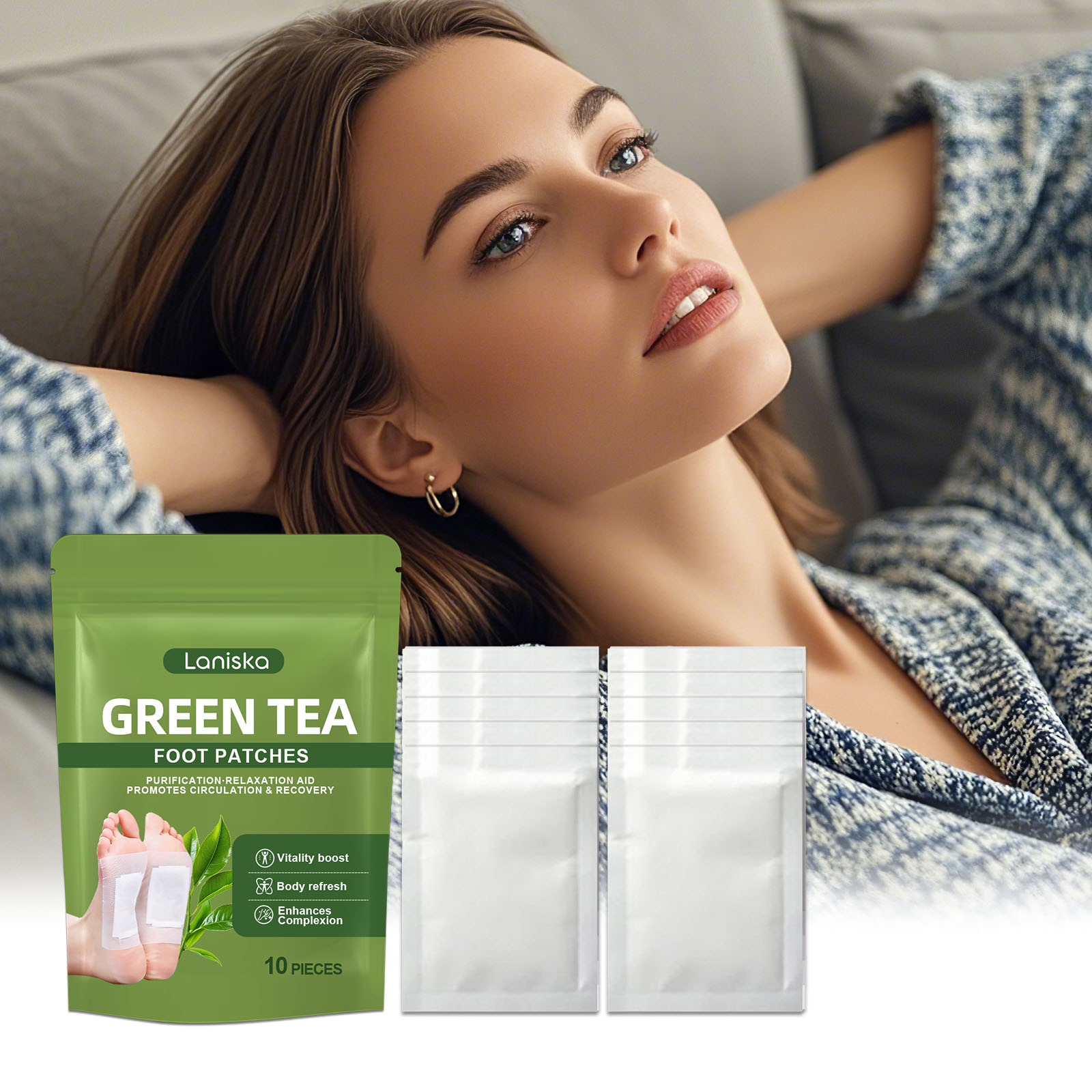 Detox Foot Patch - แผ่นแปะเท้าดีท็อกซ์ธรรมชาติ บรรเทาความเครียด ช่วยให้นอนหลับลึก ส่งเสริมการไหลเวียนโลหิต บรรเทาอาการบวมที่ขา ความเหนื่อยล้า